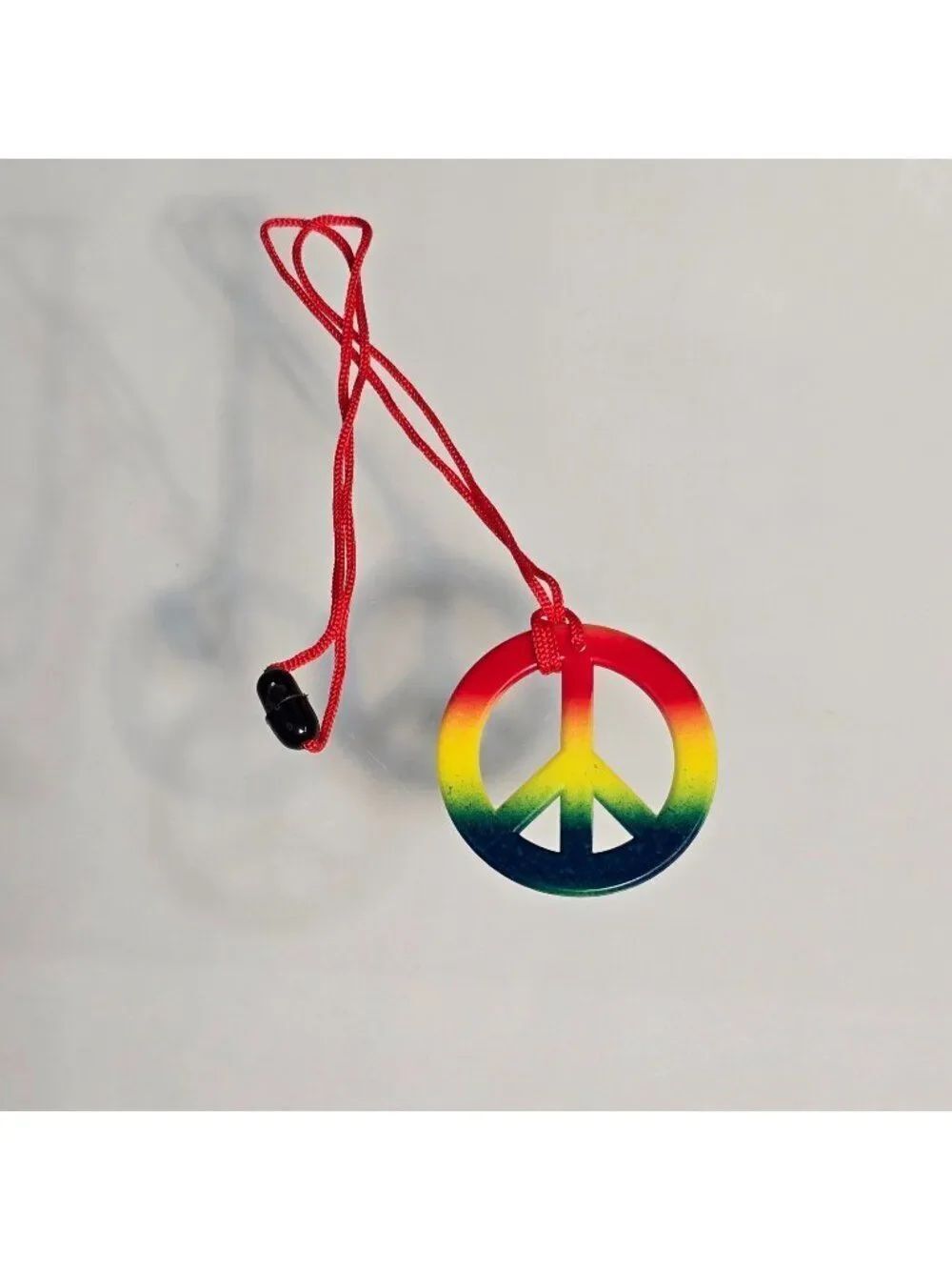 Peace Sign Symbol Rainbow Pendant Necklace Groovy Hippie Hipster